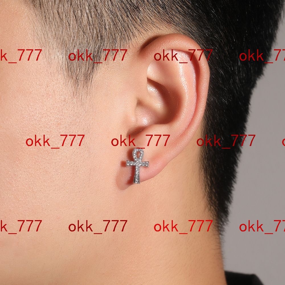 Hip hop trend Anhe cross earrings fashionable and simple 925 silver VVS Moissanite earrings for both men and women
