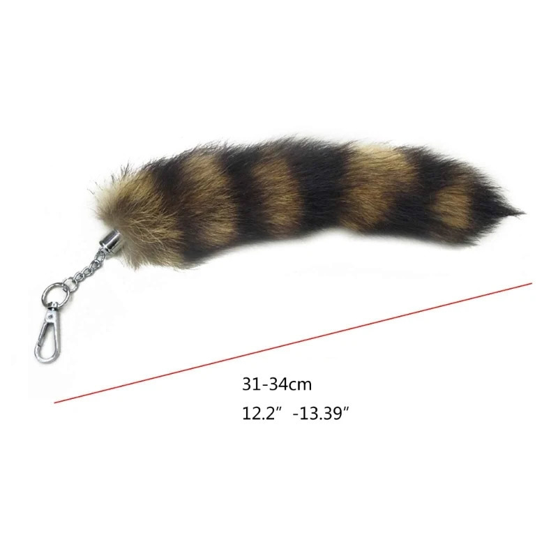 Cute Fox-Racoon Tail Keychain Fur Pendant Key-Chain Bags Charm Keys-Holder Couple Keyrings for Backpack Car Decoration 251110
