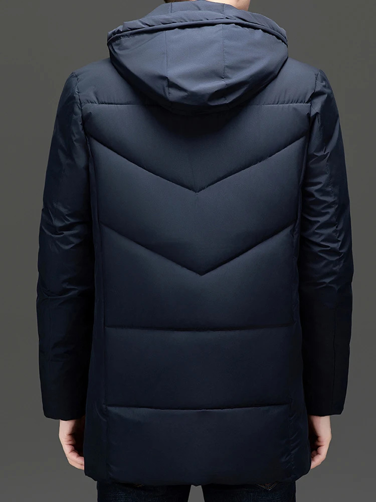Men Winter Parkas Hooded Thick Warm Jackets Mid-Length Outerwear Fashion Casual Puffer Jacket Solid Blue Black Quilted Coat 251106