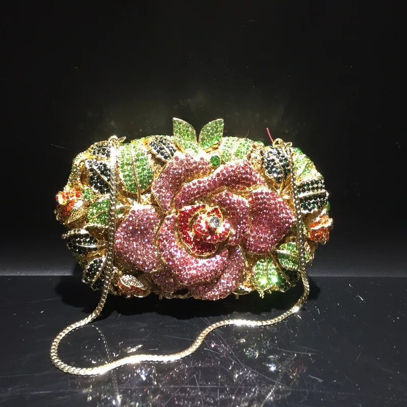 XIYUAN Silver Gold Black Red Colorful Crystal Clutch Purse Wedding Bridal Rhinestone Evening Handbags Party Dinner Banquet Bags 251106