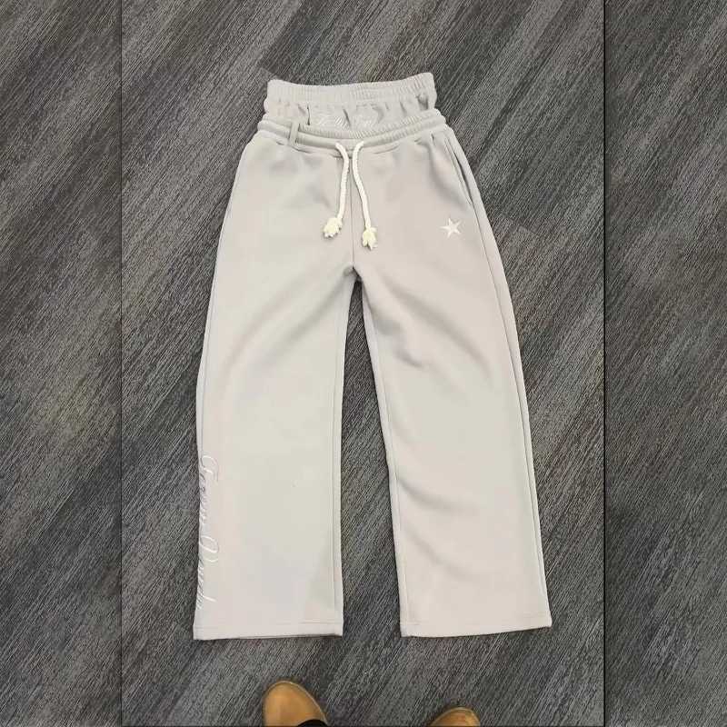 Y2K Mens Jogger Gothic Fashion Double Waist Neutral Cotton Sports Pants Hip Hop American Retro Street Casual Track PantsXJ250410