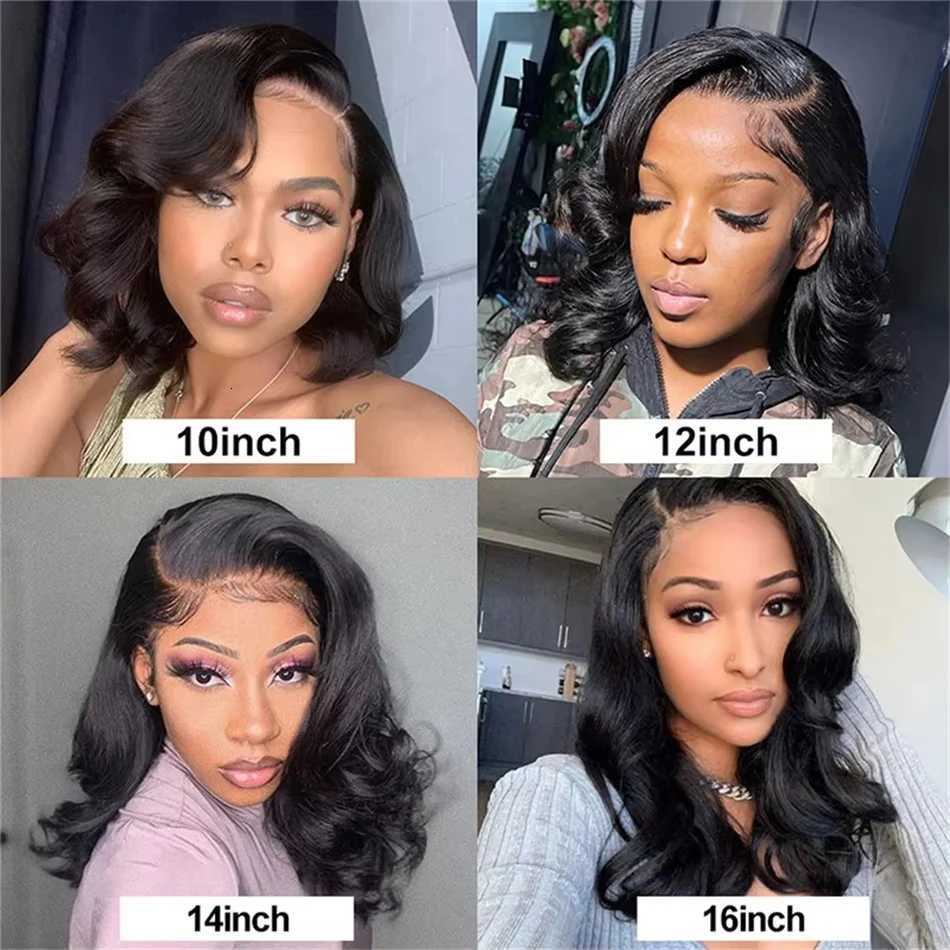 Lafino 10 Inch Short Human Hair Wigs Bob Wig 13x6 Lace Hd Body Wave Wig 13x4 Hd Lace Frontal Wigs Loose Body Wave Black WigT251111