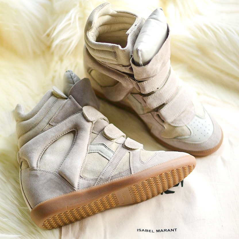Designer Wedge Womens Shoe Isabel Marrants Bekett Sneaker isabelle beth Leather-Trimmed Suede Shoe Velcro Trainer Fashion High Top Shoes Hot Sale Luxury Tennis Shoe