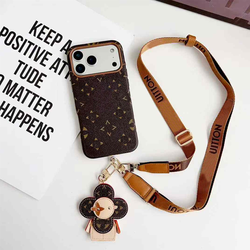Designer phone case Luxury iPhone 17-11 Pro Max Wallet Case - Genuine Leather Card Holder with Crossbody Strap & Detachable Lanyard Fashion Mobile Cover Cases