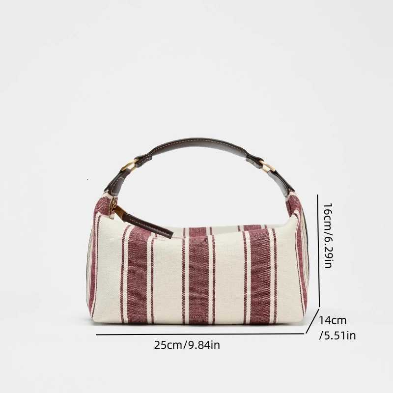 STRIPED FABRIC CITY BAG Fashionable Design Handbag Purse For Women - Spacious Crossbody Satchel Luxury Design Baguette BagT251110