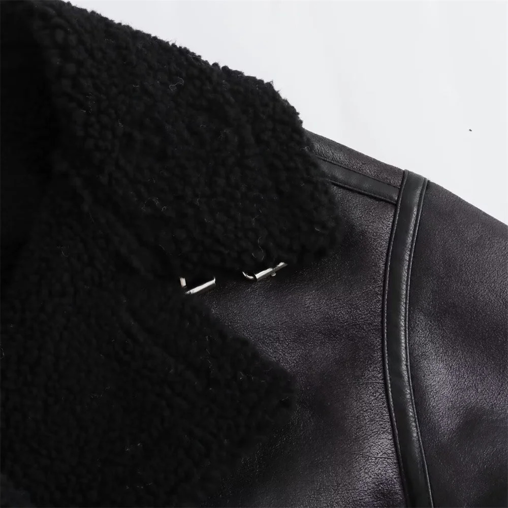 Autumn Womens European and American Style Loose Fashion with Belt Double sided Collar Jacket Coat 251103