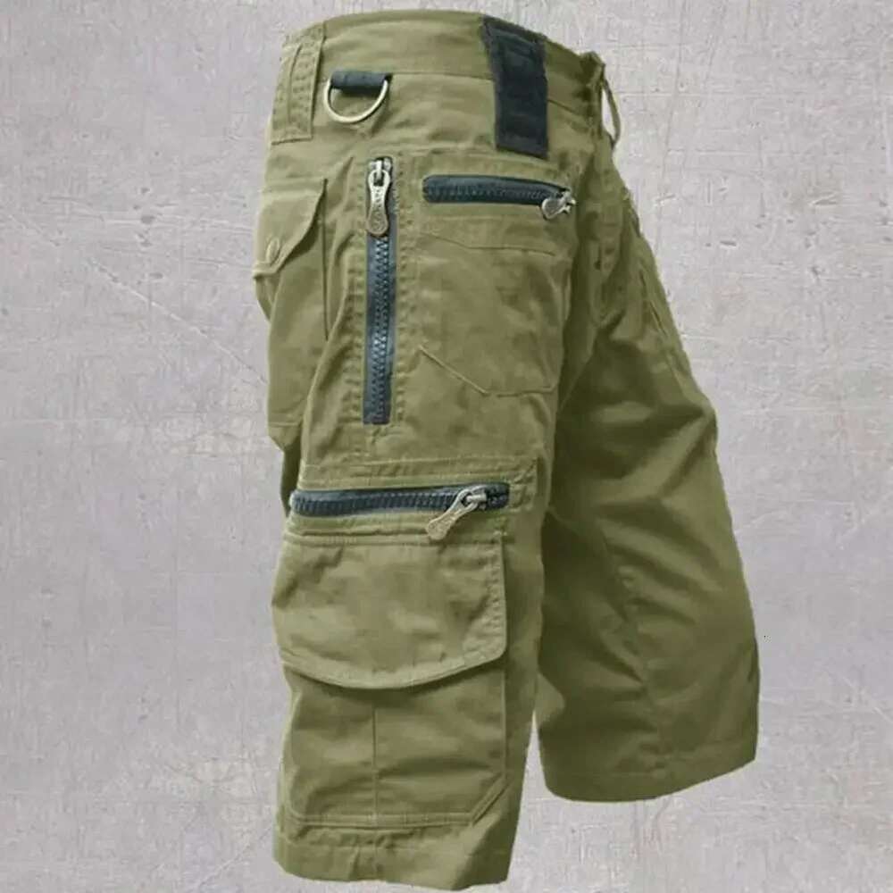 Men's Jogging Solid Color Multi-Pocket Summer Casual Straight Cargo Men Shorts