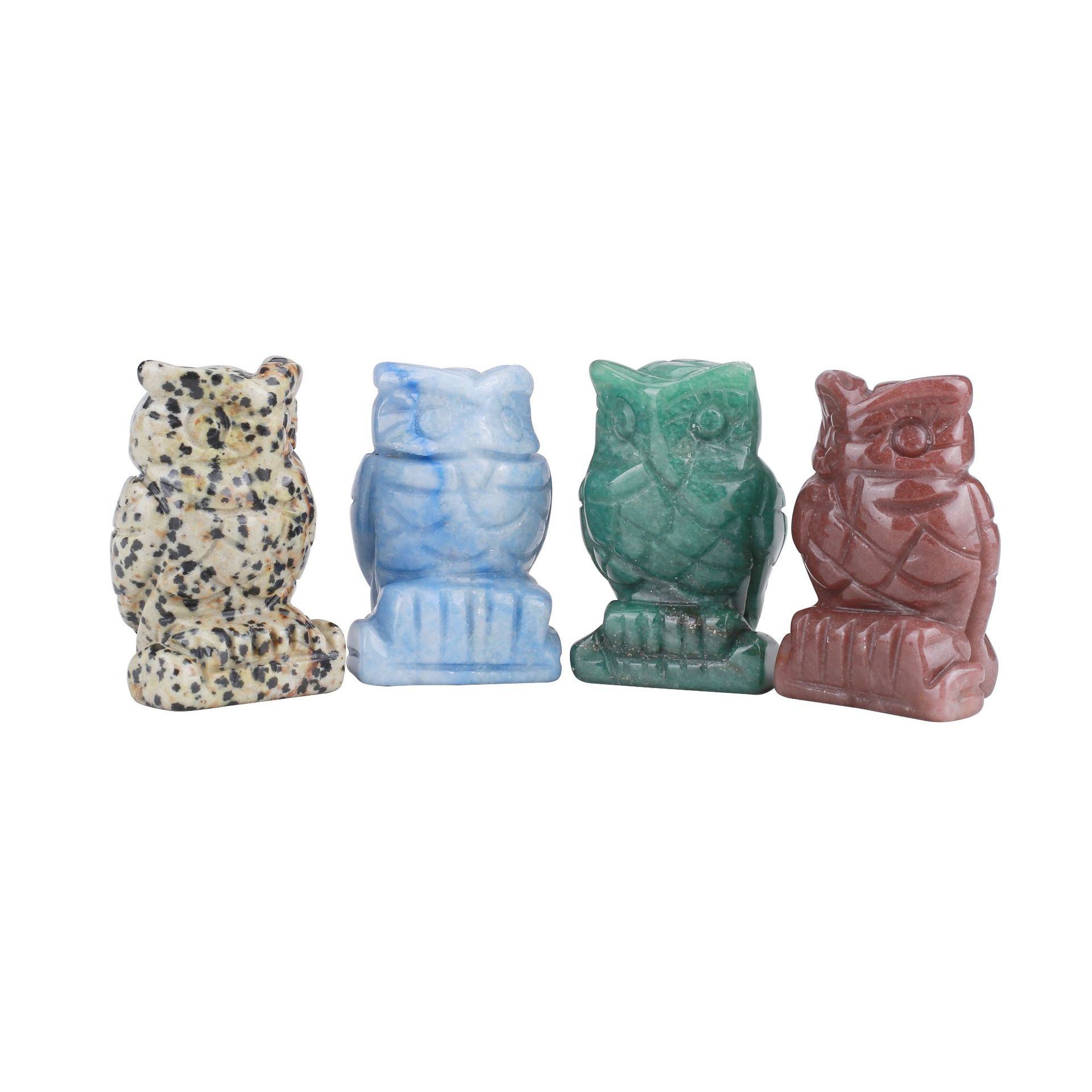 2-inch crystal semi-precious stone small animal figurine, craft small gift, jade owl carving piece