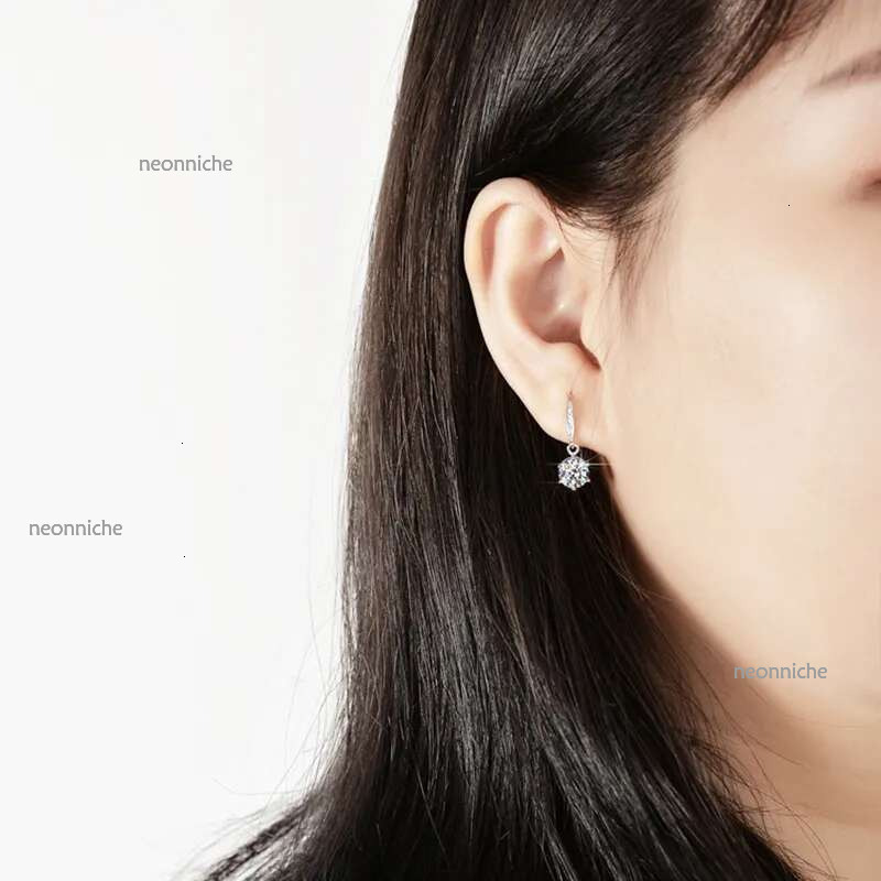 hoop for women D color VVS1 2CT moissanite earrings anti allergy solid sterg sier plated thicker gold designer jewelry woman gift