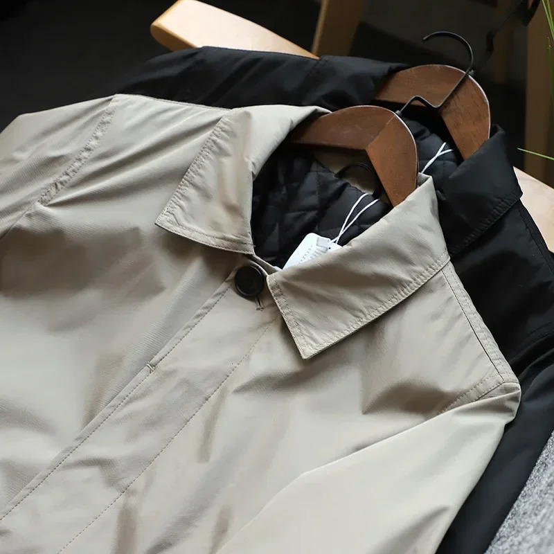 Men Clothing Waterproof and Tear-resistant Autumn Winter Japanese Style Quilted Warm Mens Mid-length Trench Coat 251105