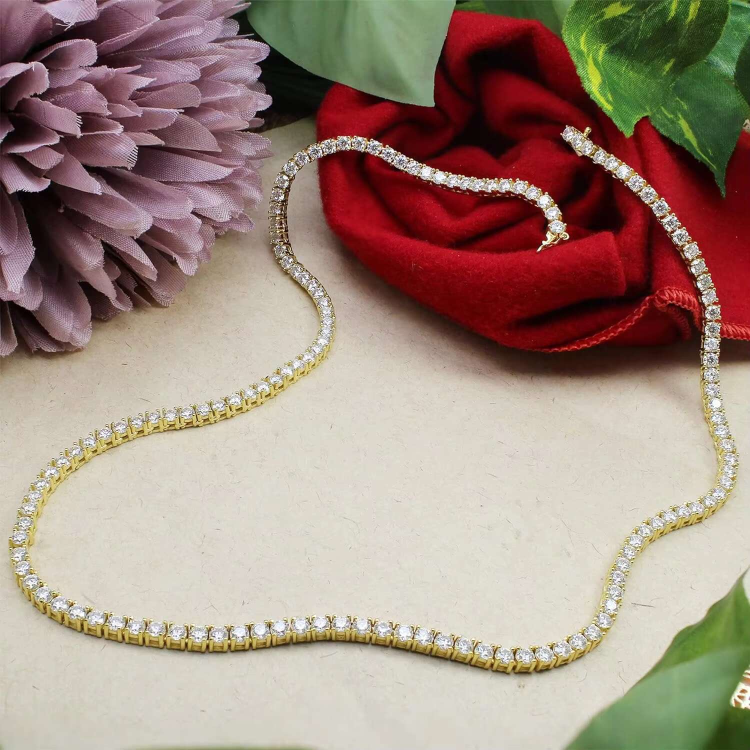Custom VVS Tennis Chain for Hiphop Moissanite Diamond in S925 Sterling Silver Bling Moissanite Tennis Chain