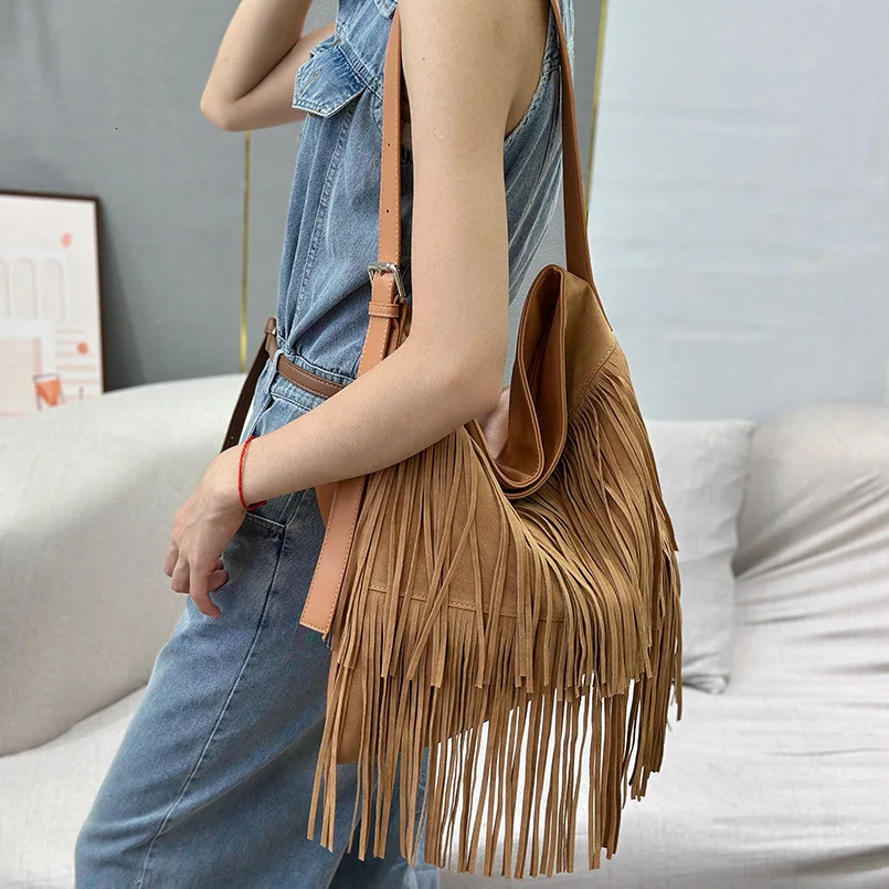 Tassel Hobo Bags Large Handbags Fringe Double sided velvet messenger Bag er Shoulder Bags Women Big Causal Handbag 251110