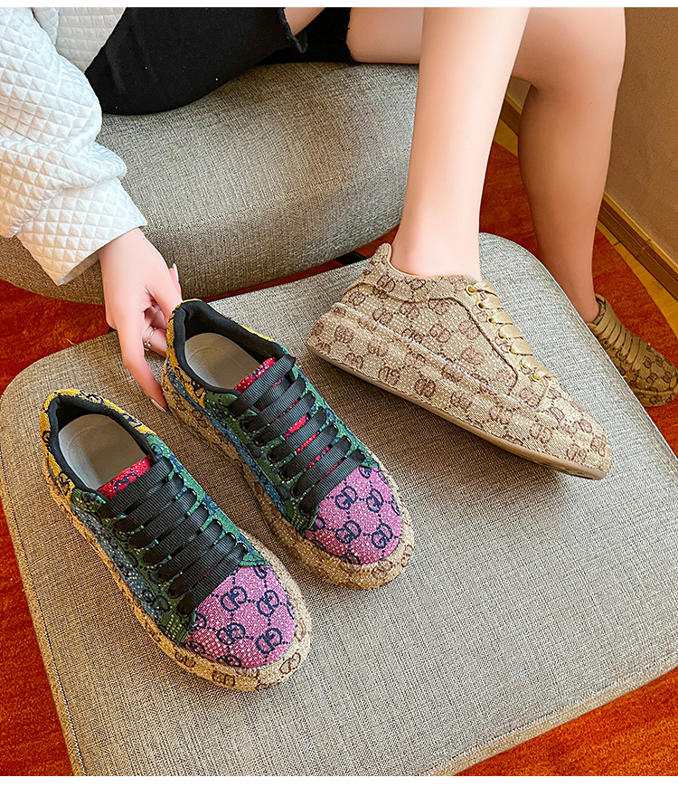 2025 spring summer new full rhinestone platform sneakers women versatile color block embroidery printed fashion trendy shoes colorful board shoes