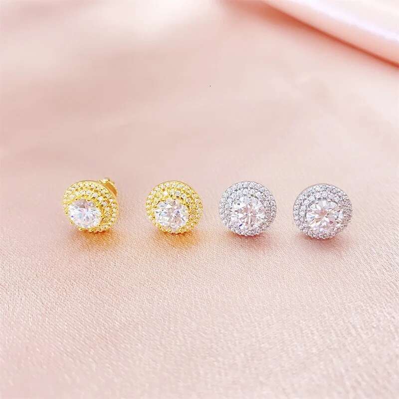 2ct D Color Moissanite Diamond Halo Earrings Screwback 925 Sterling Silver Full Moissanite Stud Earrings Hiphop Jewelry Gift