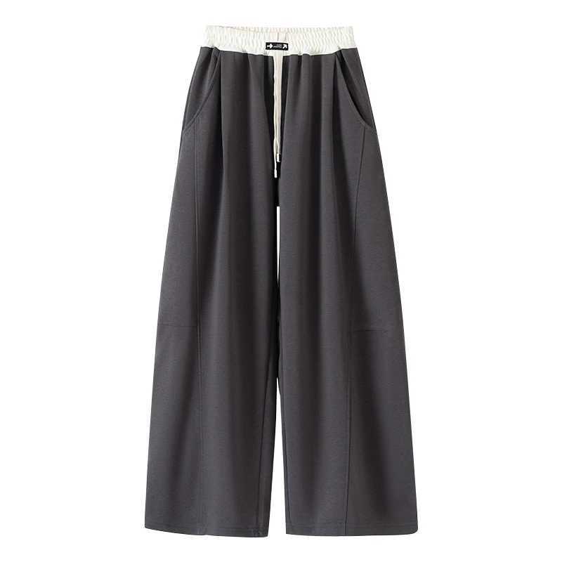 Girls Wide Leg Drawstring Pants Kids Fashion Loose Pants Children Straight Sweatpants High Waisted Spring Autumn Casual Trousers L251110