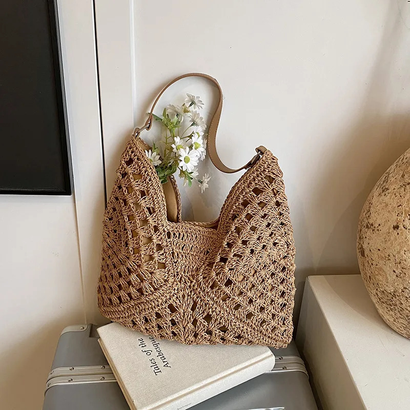 Woven Straw Bag Boho Beach Tote Hollow-Out Shoulder Purse Trendy Womens Summer Clutch Wholesale Fashion Crossbody 251110