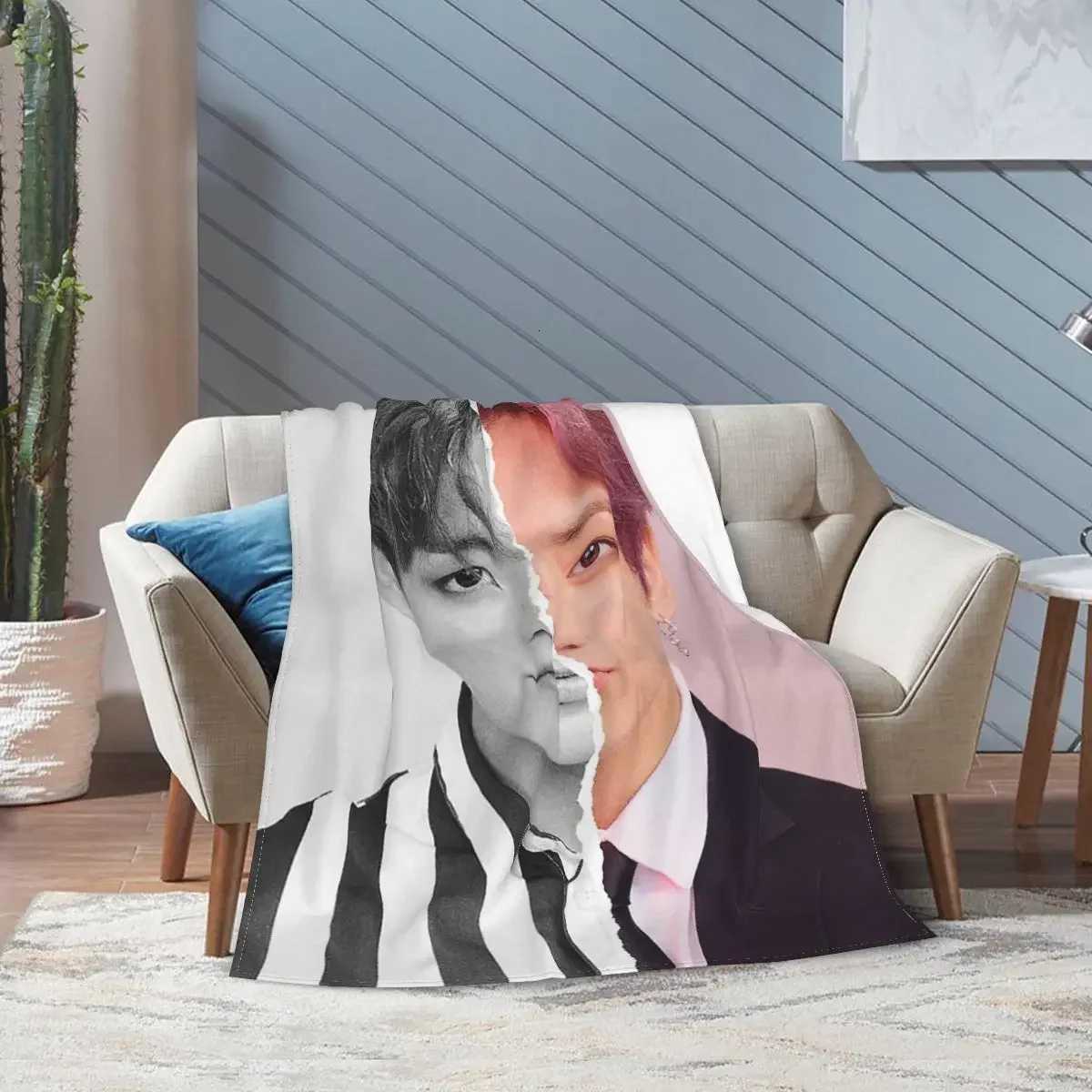Jungkook Blankets Soft Warm Flannel Throw Blanket Plush for Bed Living room Picnic Travel Home Sofa C251111