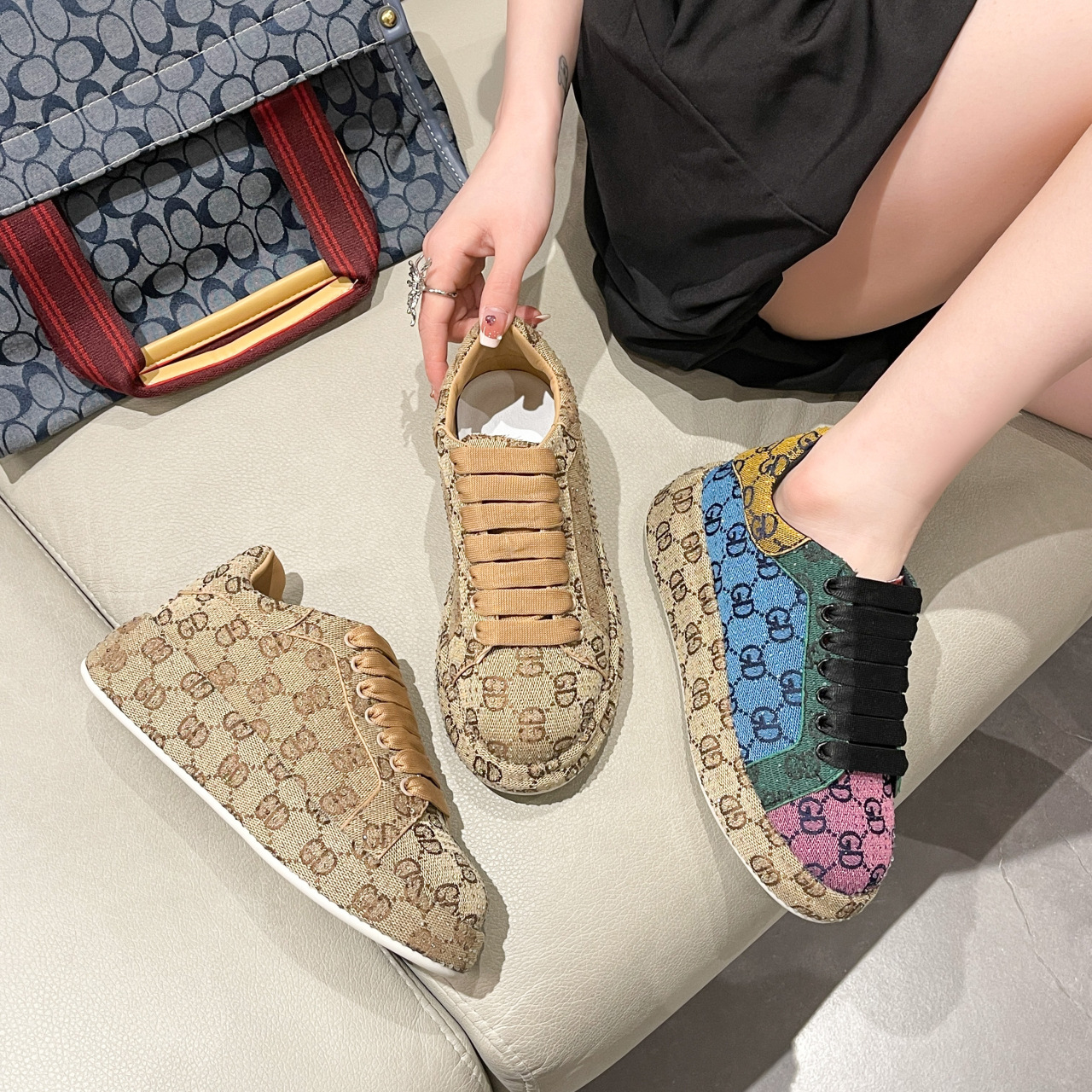 2025 spring summer new full rhinestone platform sneakers women versatile color block embroidery printed fashion trendy shoes colorful board shoes