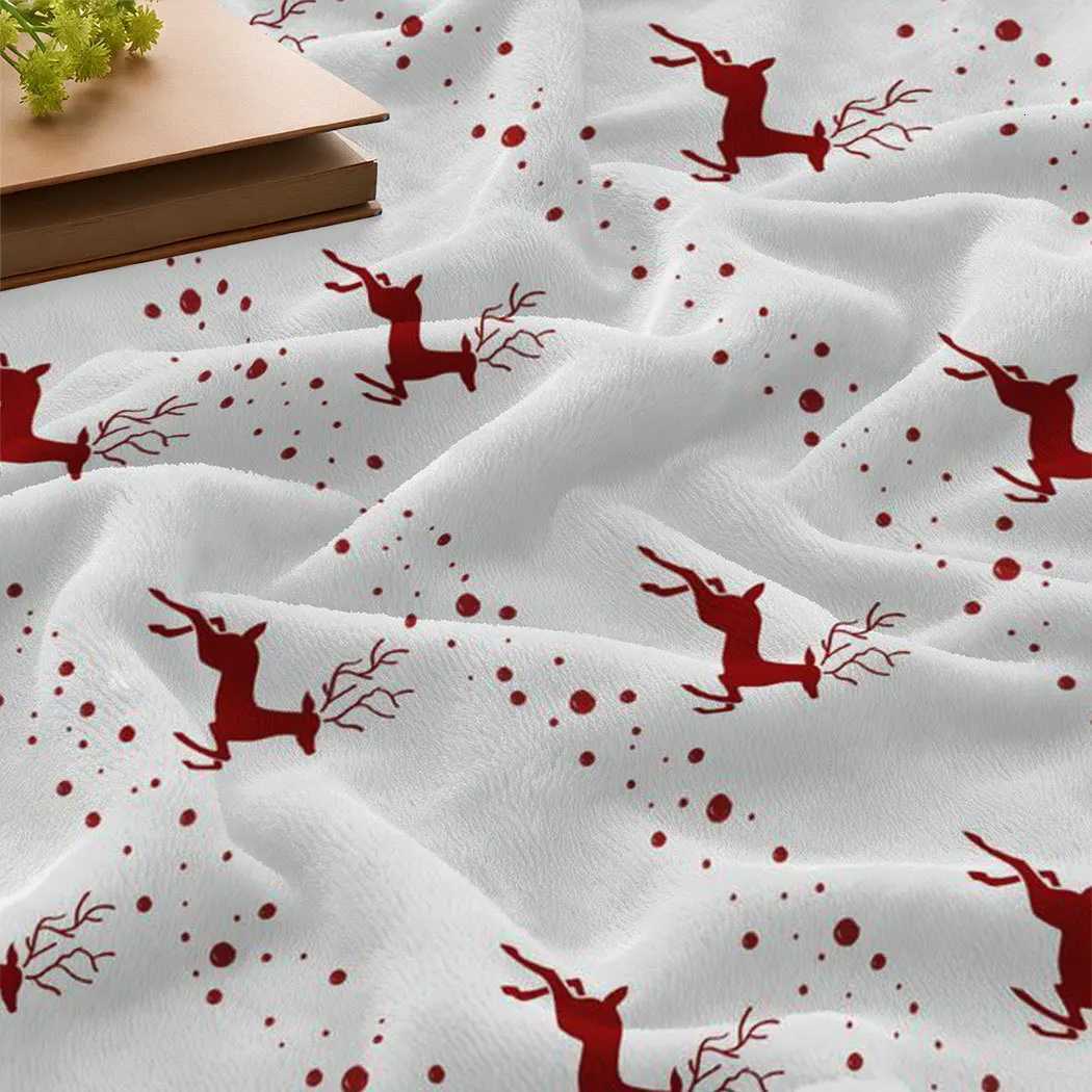 Simple Christmas Deer Printed Blanket for Sofa Bed Travel Camping Living Room Office Conditioning Blanket for All Seasons Gifts C251111