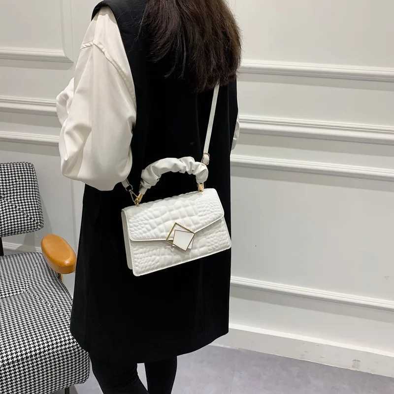 Pleated Square Bag Solid Color Shoulder Purse for Women Casual Crossbody Tote Textured Top Handle Bag Fashion Day-to-Night BagT251110