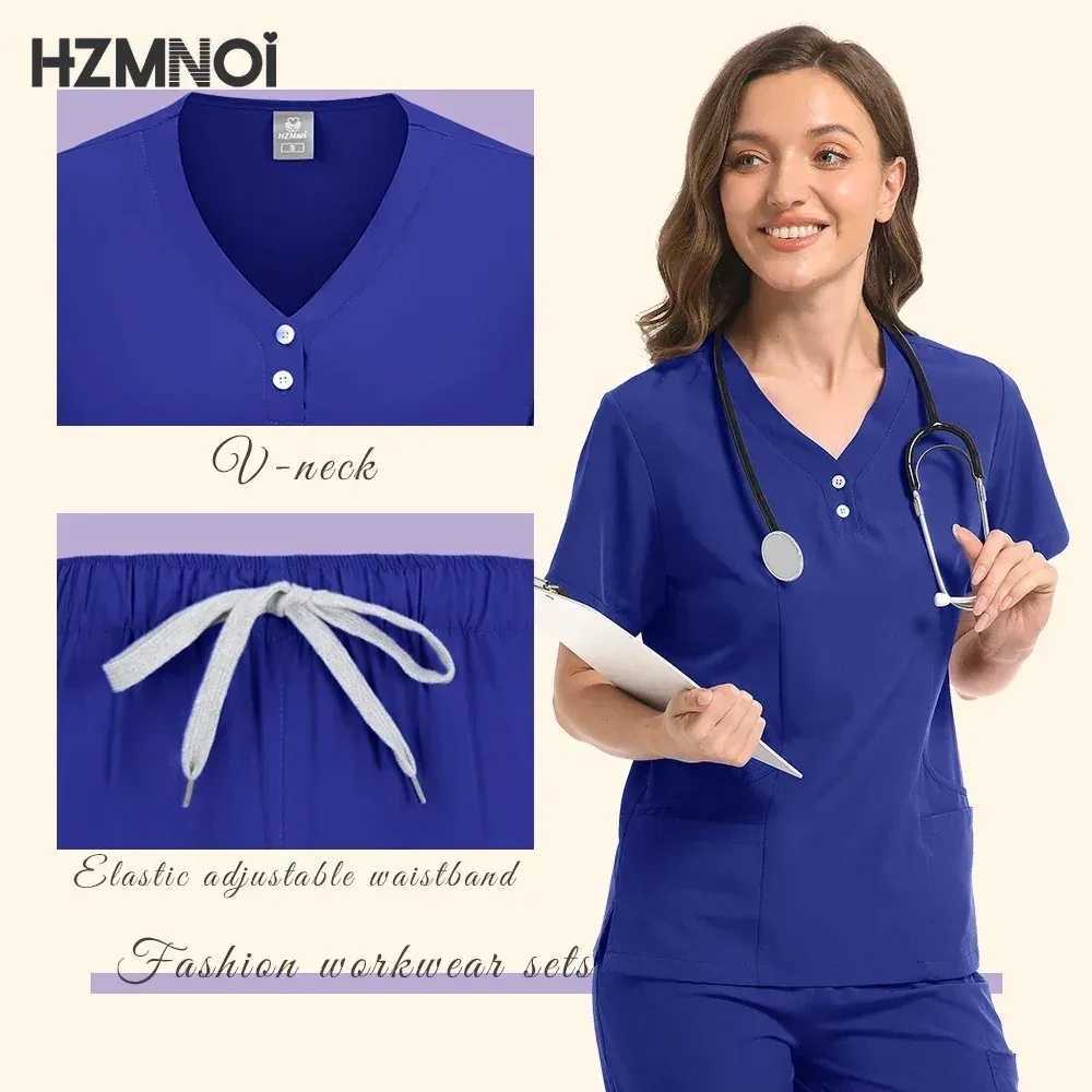 New Unisex Hospital Scrubs Sets Men Medical Uniforms Doctors Nurses Accessories Dental Clinic Sn Workwear Surgical Clothes X250410