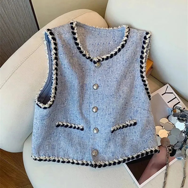 BAFU Korean Office Lady Tweed Suit Elegant Single Breasted VestA-Line Pleated Mini Skirt Patchwork Party 2-Piece Set 521P 251106