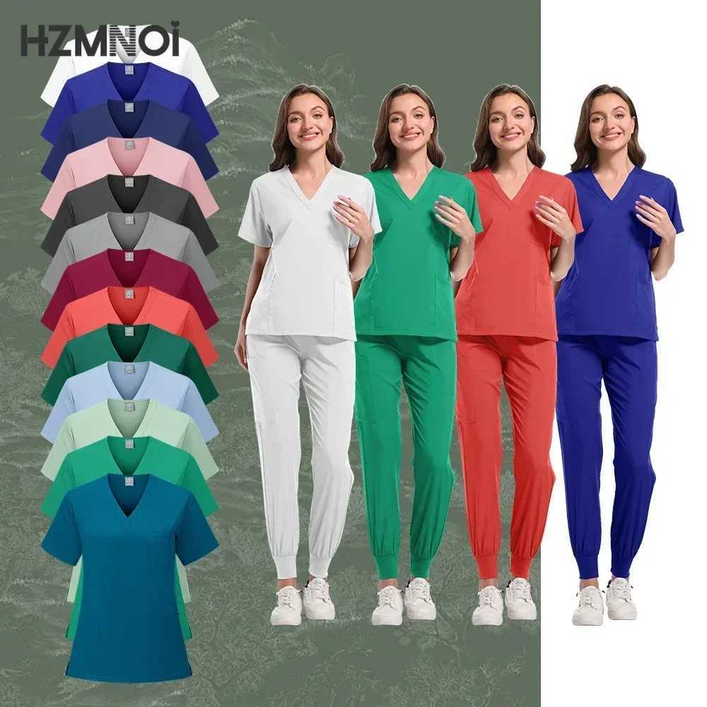 Clearance Scrubs Nursing Uniforms for Women Men Anesthetist Set Tops and Jogger Pants Thin Fabric Operating Room Doctor Workwear X250410