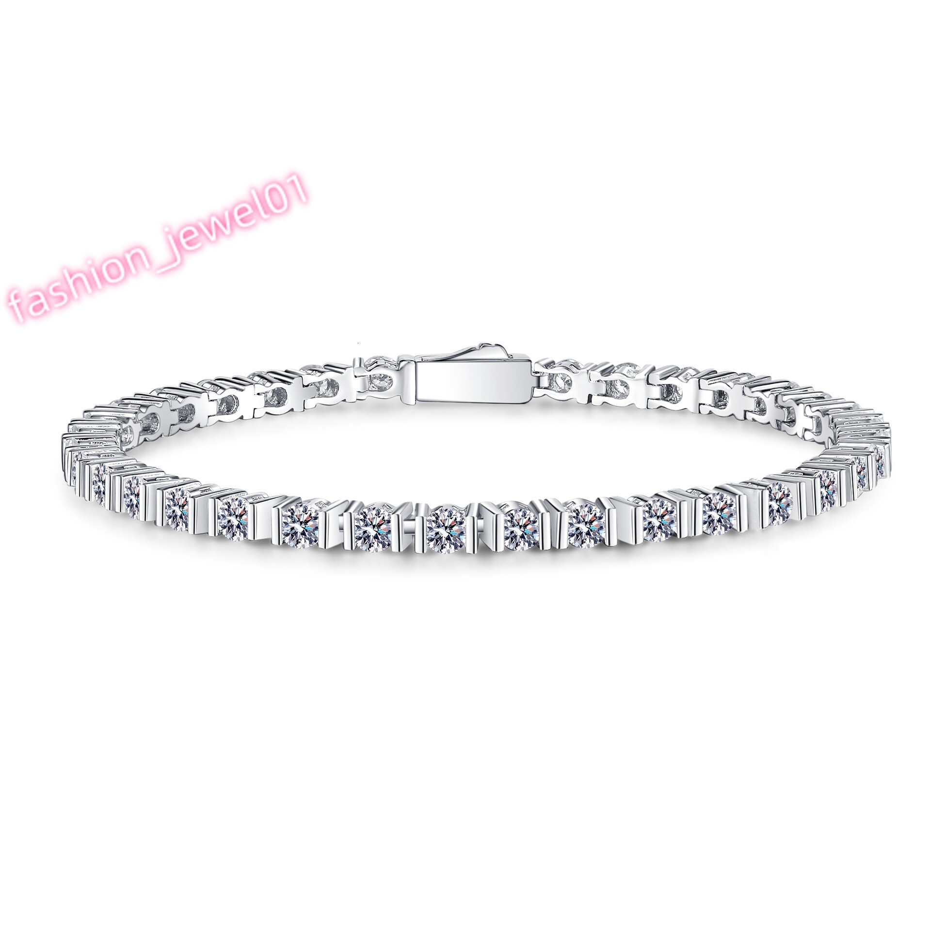 Wholesale VVS 3mm Moissanite Iced Out Tennis Bracelet 925 Sterling Silver Sparkling Moissanite Tennis Bracelet for Women