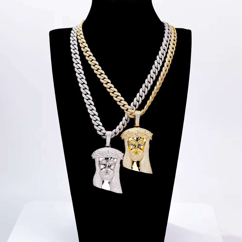Custom Mens 925 Sterling Silver Big Jesus Pendant Hip Hop Style Ice Out Moissanite Silver Yellow Gold Plated Fine Pendants