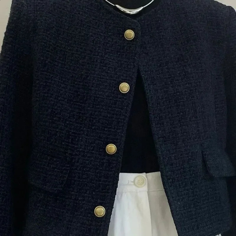 Plus-Size Tweed Spring Jacket French Style Cropped Socialite Black Elegant Neckline Casual Women Fashion Arrival 250409