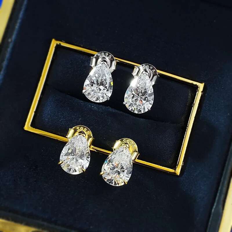 2CT Water Drop Lab White Moissanite Diamond Simple Fine Jewelry Genuine 100% 925 Sterling Silver Women Stud Earring Gift