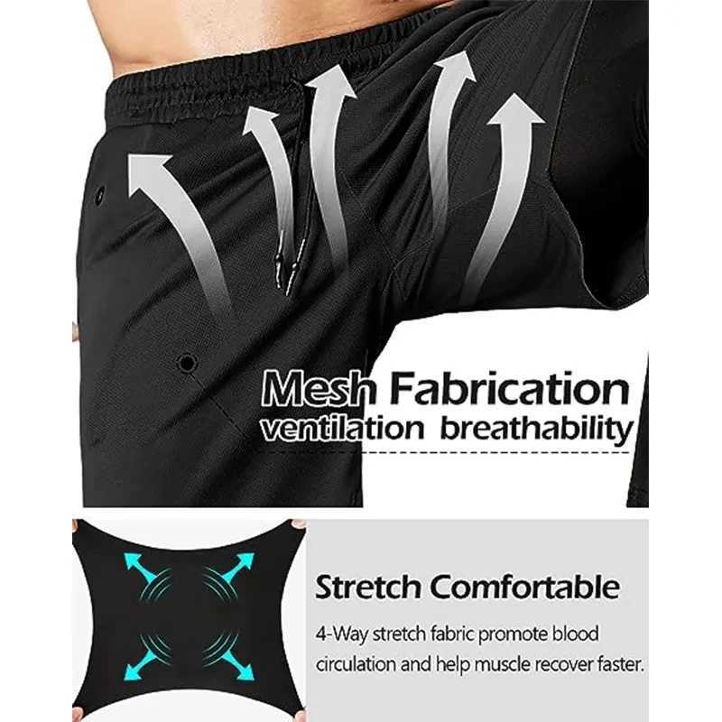 Double layer 2-in-1 pants mens sportswear compression leg gym mens Trouser casual trail jogging pantsXJ250410
