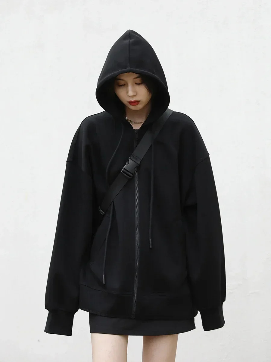 CHIC VEN Women Sweatshirts Hoodies Solid Loose Casual Hooded Female Tops Lady Coat Medium Length Overcoat Spring Autumn 251105