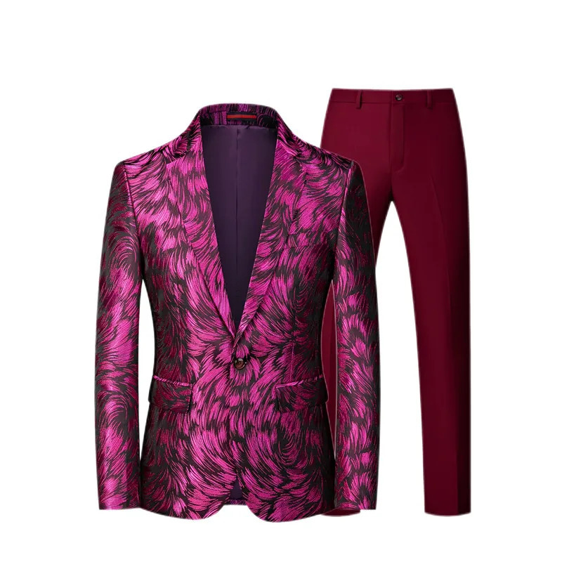 Blazer Pant Classic Groom Wedding Party Suits Fashion Men Business Social Stage Performance Slim Fit Jacquard 2 Piece Set 251107