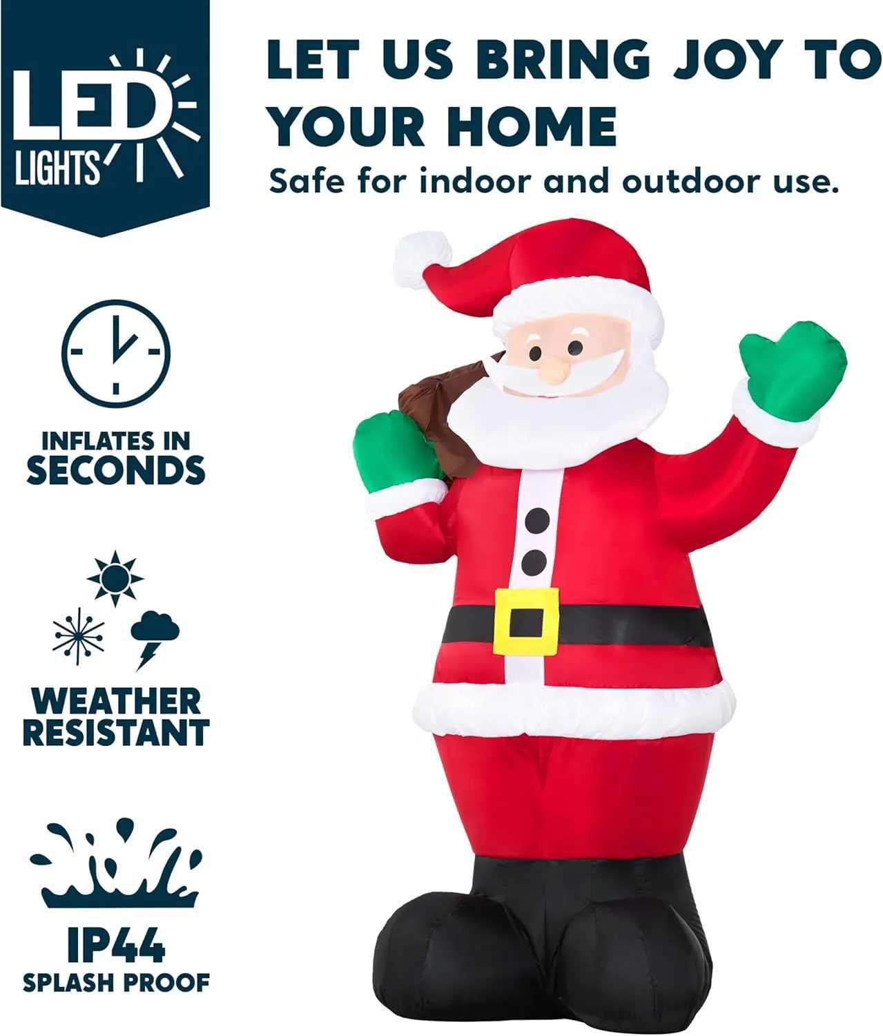 Christmas JOYFY 6 FT Christmas Inflatable Santa with Gift Bag Blow Up Xmas Decorations for Christmas Yard Garden Lawn Winter Decorations Y251111