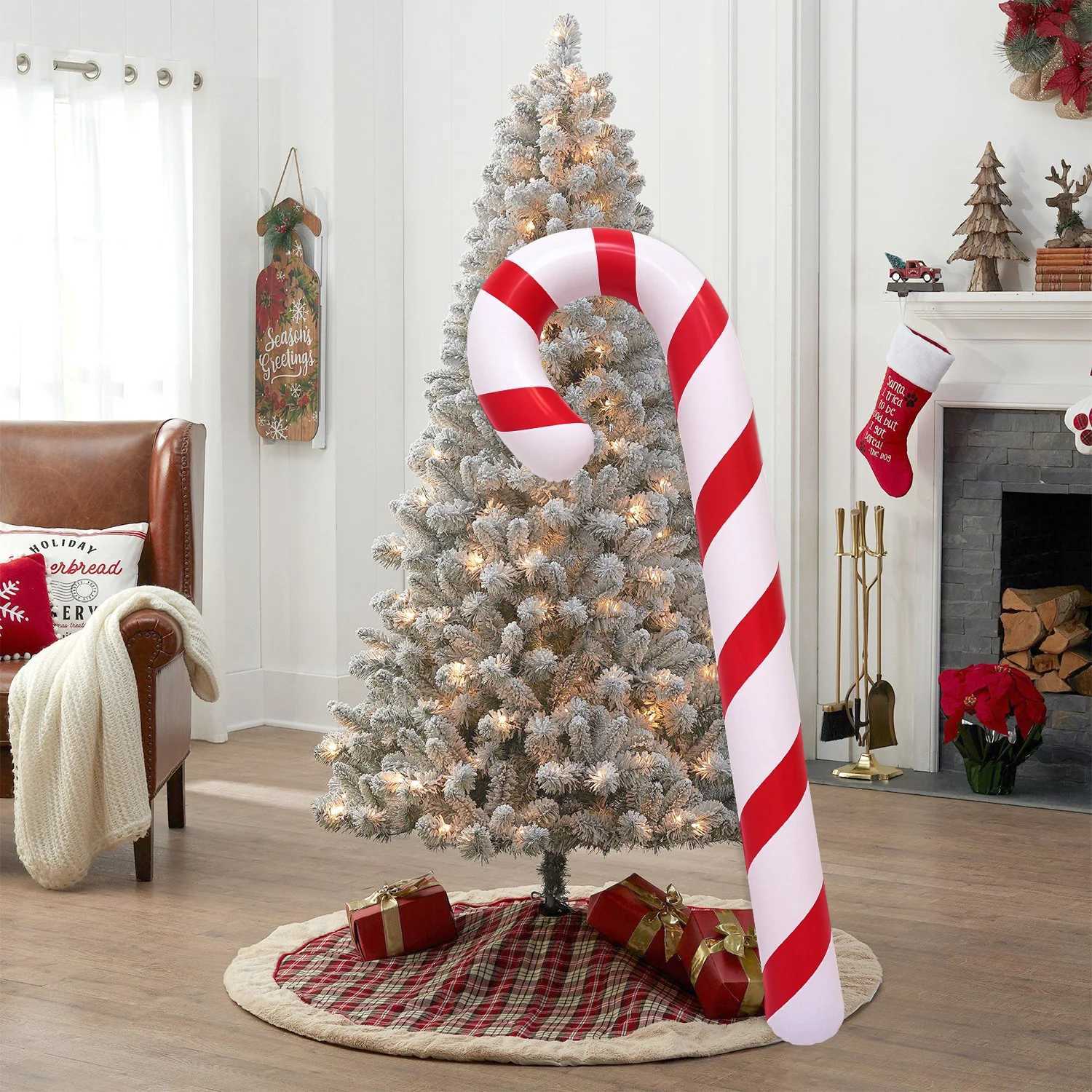 Christmas 1pcs Xmas Candy Cane Stick Christmas Candy Cane Stick Inflatable Balloon 2025 Christmas Decoration Xmas Decor For Home gift Y251111