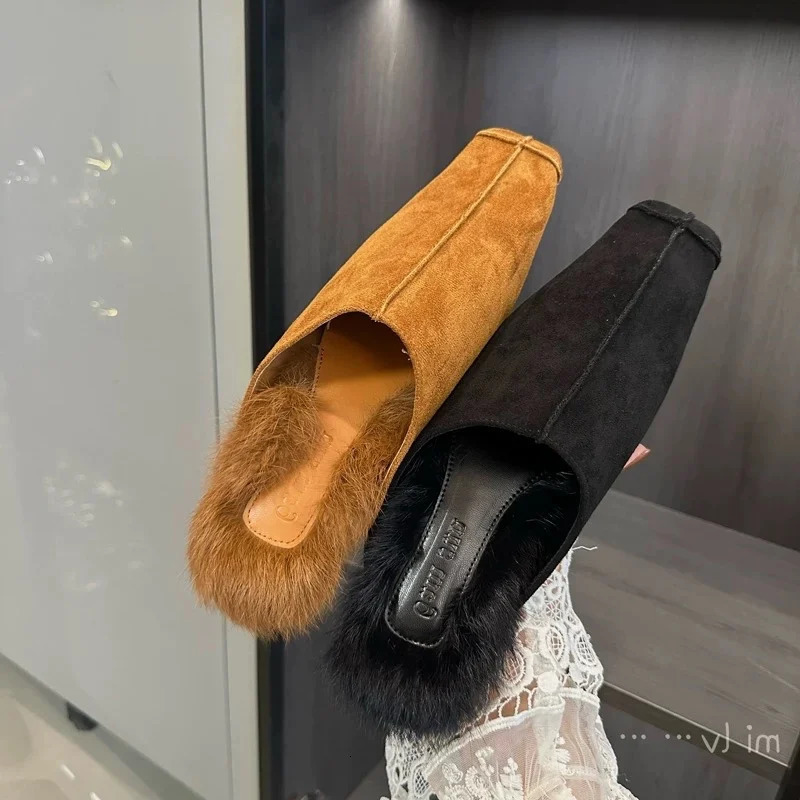 Style Flat Mules Shoes Women Square Toe Slipper Suede Sandal Women Summer Casual Comfort Slides Slingback Flip Flops 251110