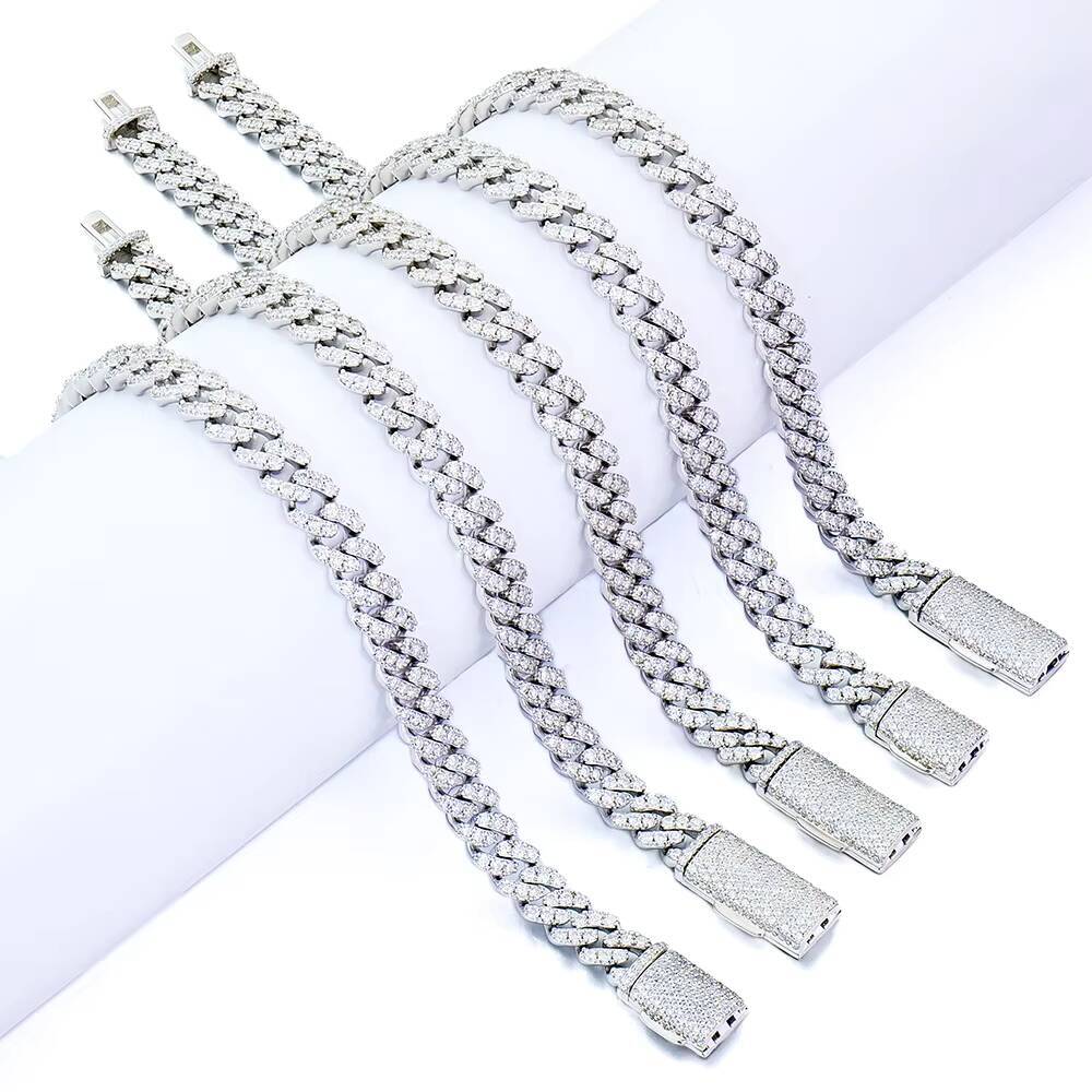 6MM Width Womens S925 Sterling Silver Bracelet Moissanite Fine Jewelry Wholesale Bracelets Bangles