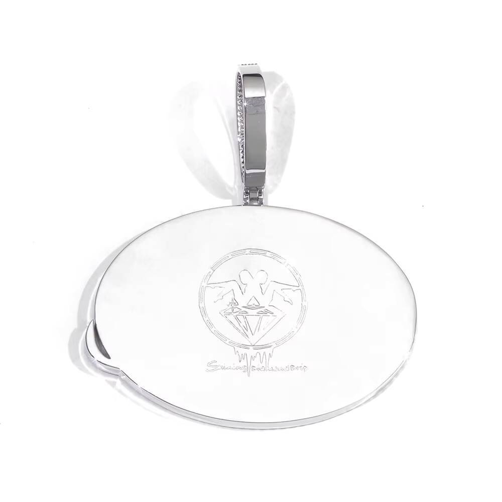NUOYA Luxury Personalized Ellipse Pendant Necklace Silver Plated Diamond Letter Custom Name Design Hip Hop Fine Jewelry Customizable