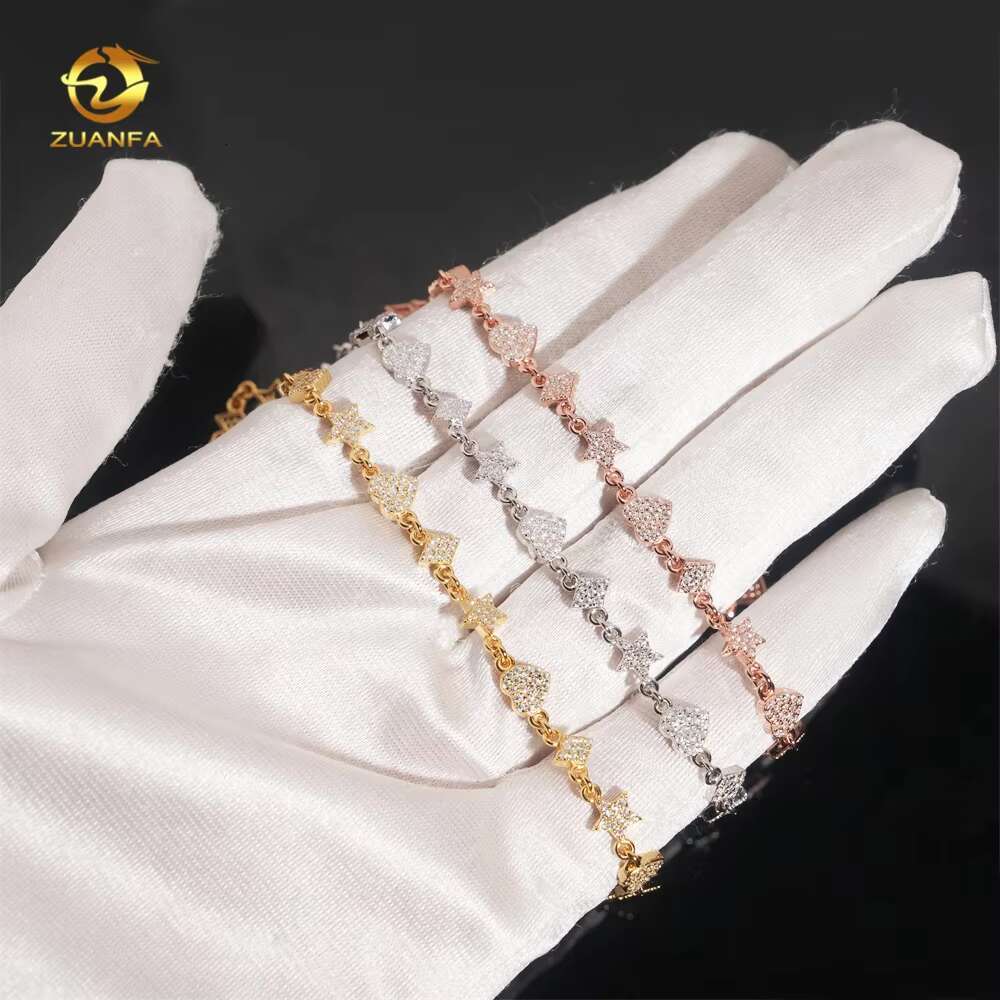 Pass Diamond Tester Heart Star Chain Bracelet Iced Out 925 Silver Gold Plated Necklaces for Women