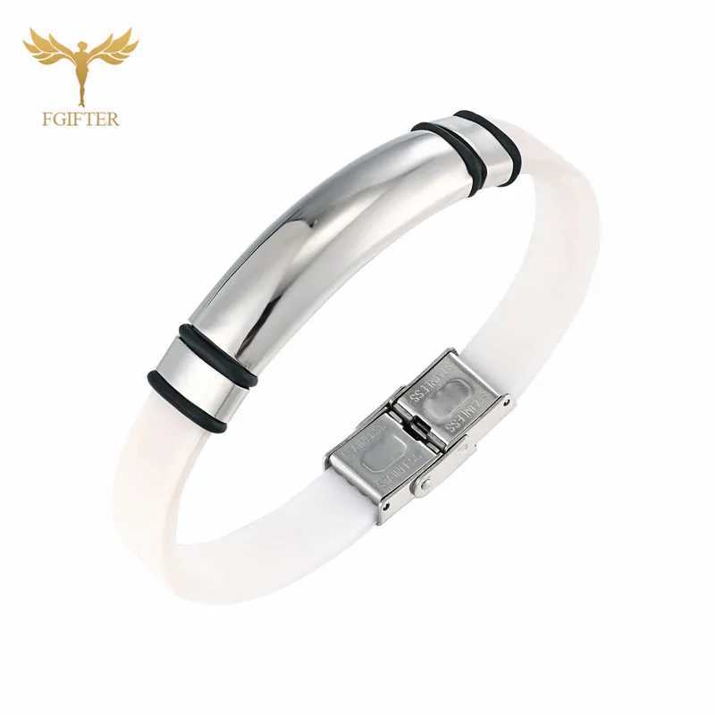 Women Men Stainless Steel Buckle Bracelets White and Black Silicone Bangles Sports Wristband Fashion Jewelry Pulsera HombreC250410