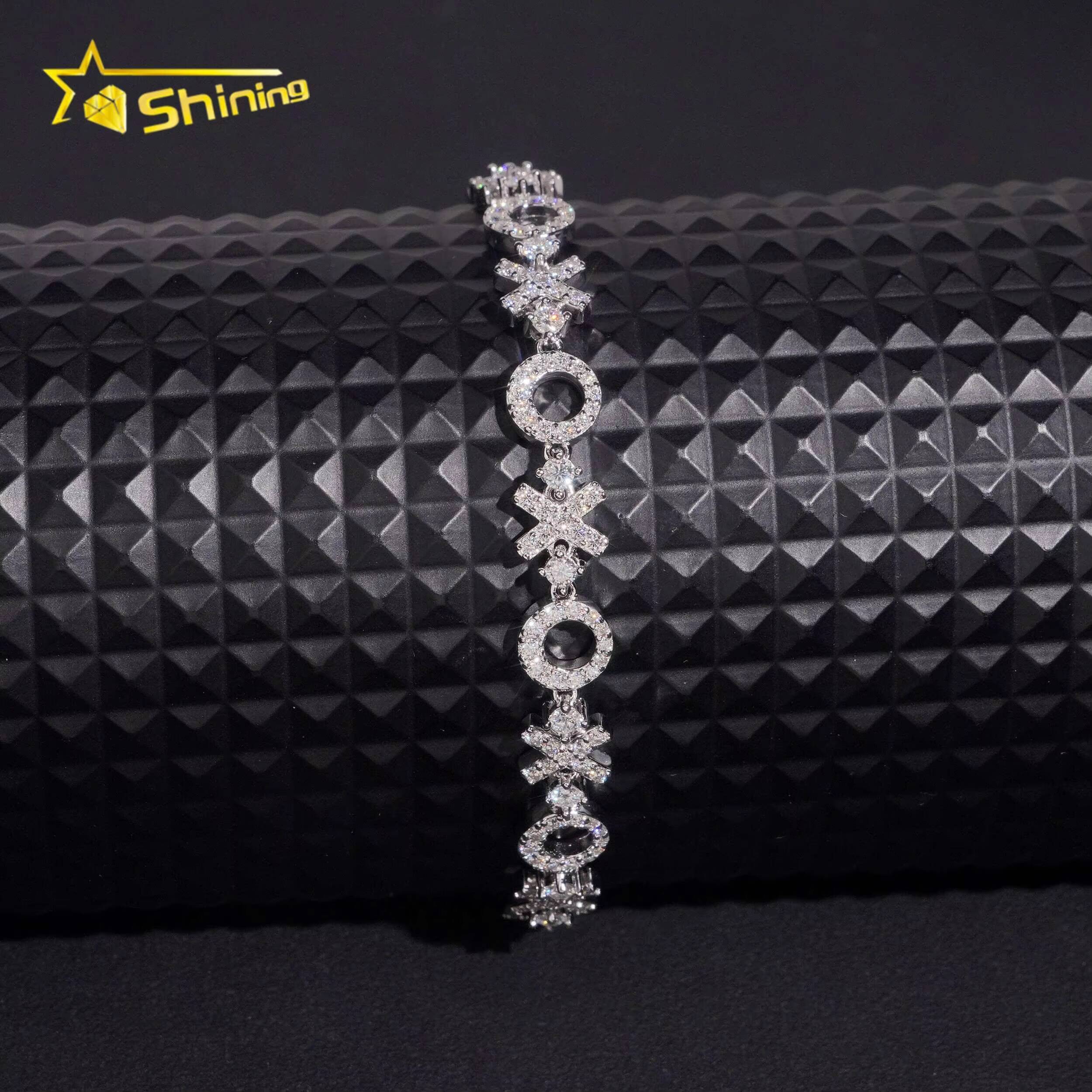8mm XO Pass Diamond Test Moissanite Men Bracelet Rhodium Plated S925 Moissanite Sparking Hop Hip Iced Out Cuban Link Bracelet