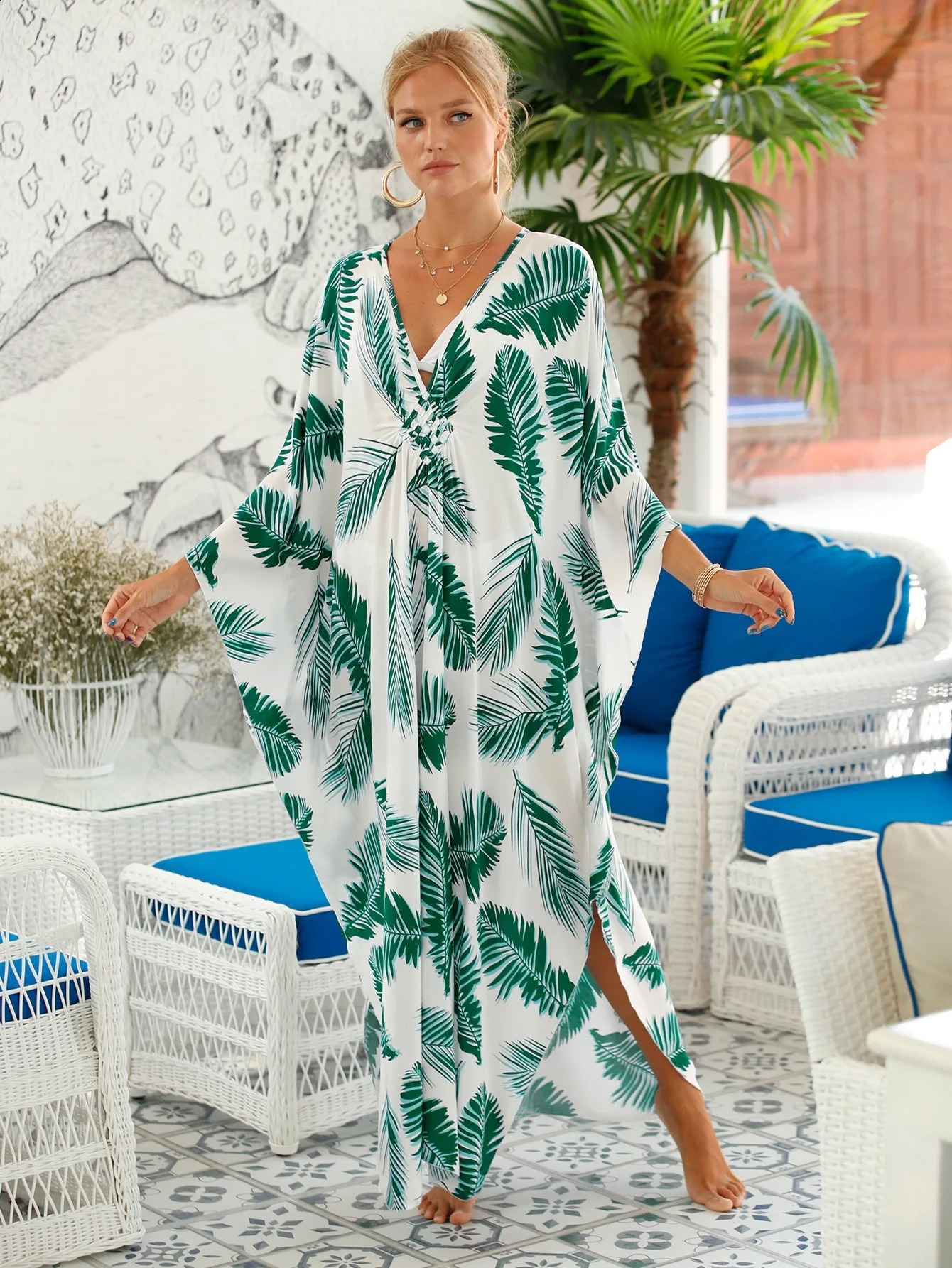 2024 Super Panther Bikini Womens Top Polyester Kimono Kaftan Robe De Plage Pareos Long Skirt BeachwearTunic Biquini 250408