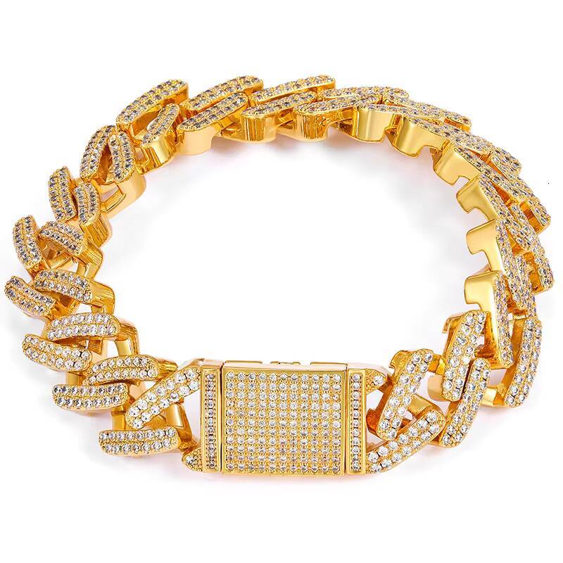 Unique Design Fine Jewelry 134mm Gold Plated 925 Sterling Silver VVS Moissanite Men Hip Hop Cuban Link Chain Bracelet GRA