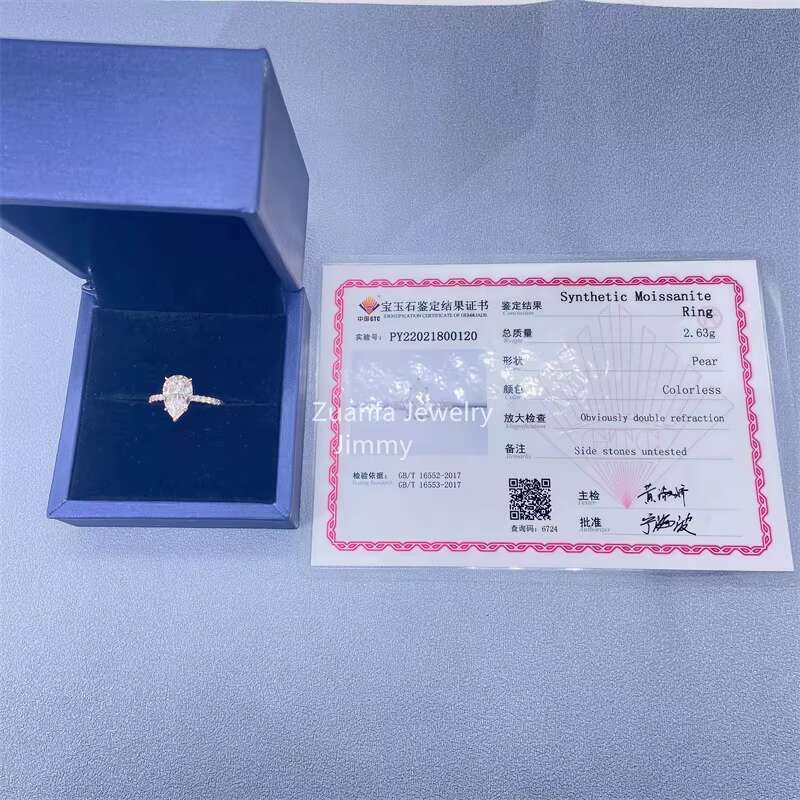 Vintage Boutique 3CT Pear Diamond 10k Solid Rose Gold Moissanite Engagement Ring Wedding Bridal Jewelry