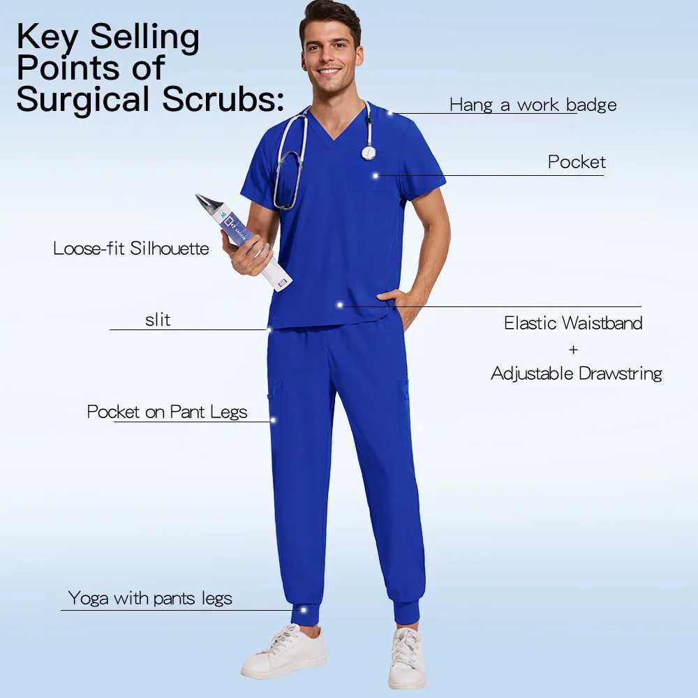 Wrinkle resistant advanced fabric clinical uniform washable nurse uniform medical detergent set surgical shirt pocket straight pants X250410