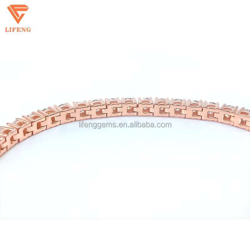 Fashion Jewelry Rose Gold Plated 925 Sterling Silver Bracelet Iced Out VVS Moissanite Hip Hop Tennis Chain Bracelet for Women