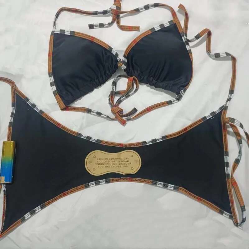2024 Women's Sexy Solid Color Adjustable Lace-Up Summer Brazilian Beach Swimsuit Triangle Halterneck Bikini Set