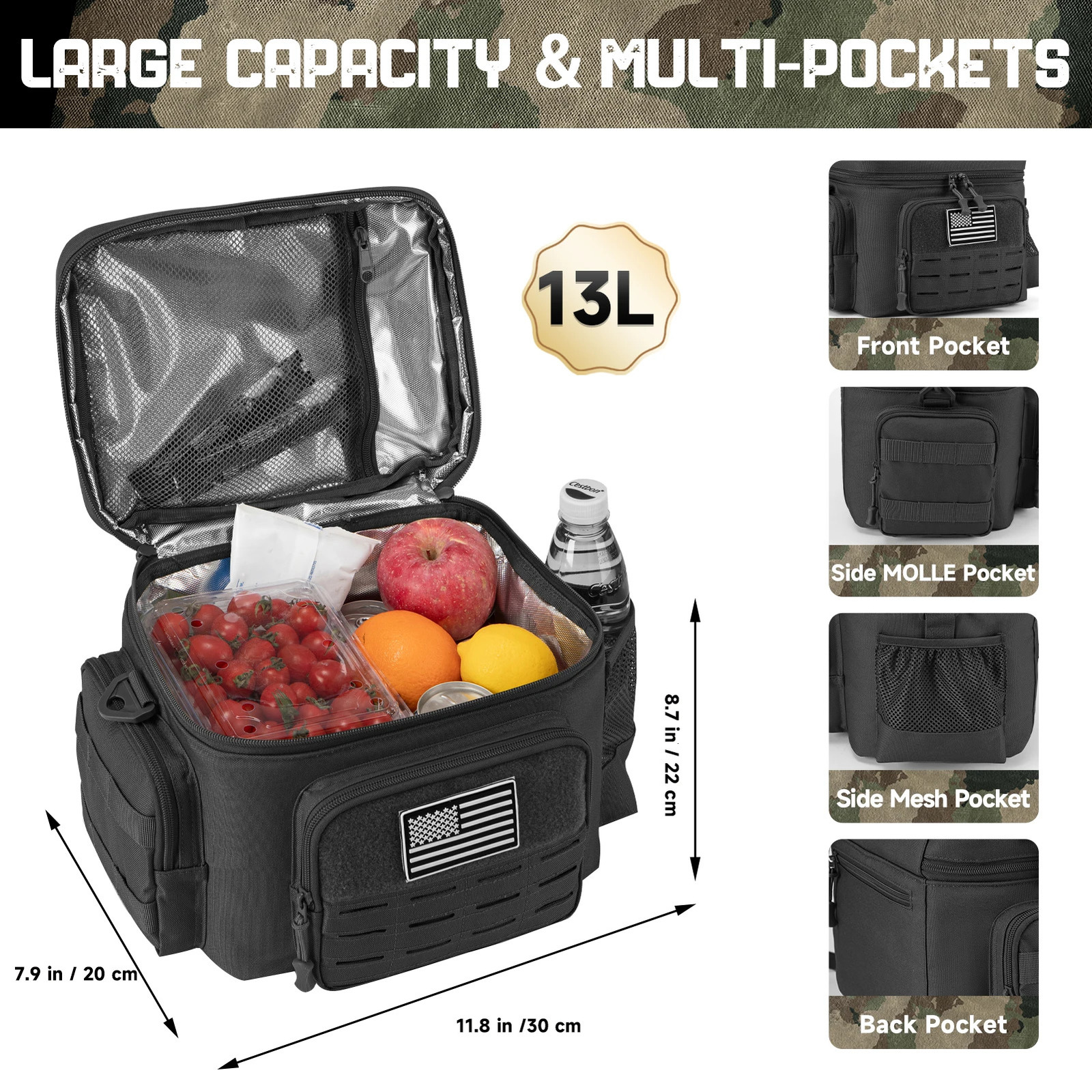 Outdoor Tactical Thermal Cooler Bag Heavy Duty Lunch Box Work Leakproof Insulated Durable Lunch Bag for Men Meal Camping Picnic 251106