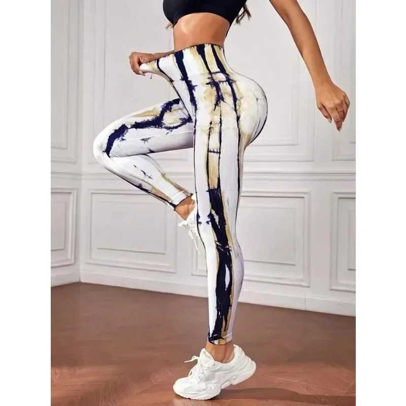Seamless Tie Dyeing Lightning Legs Sexy Yoga Legs Female Waist Hip Lifting Ultra Thin Fashion Tight Fitness Outdoor Running PantsW250411